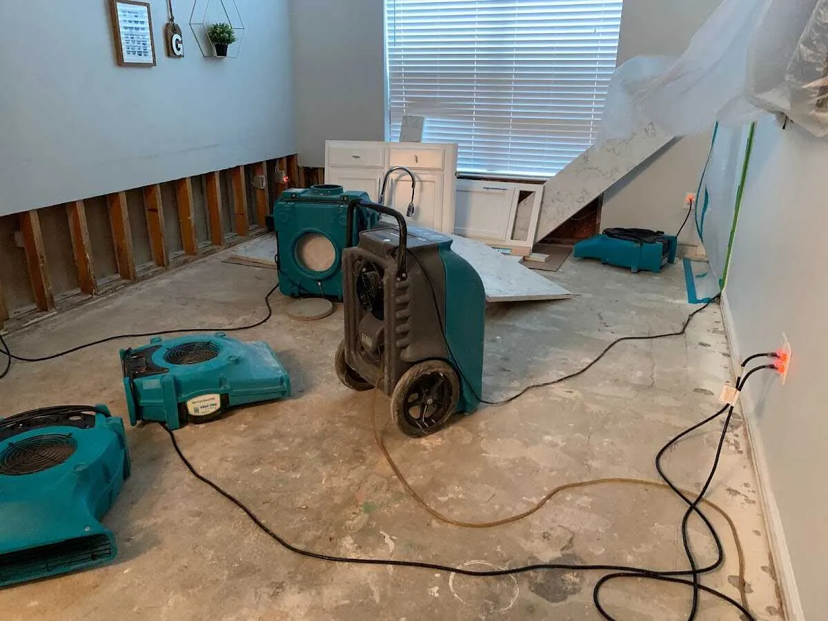 Dehumidifier in flood-cut room for Water Extraction & Removal in Long Grove